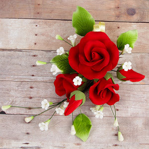 Trio Garden Rose Spray - Red