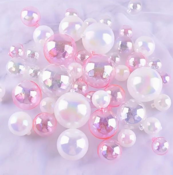 42pcs Iridescent Plastic Ball Cake Topper