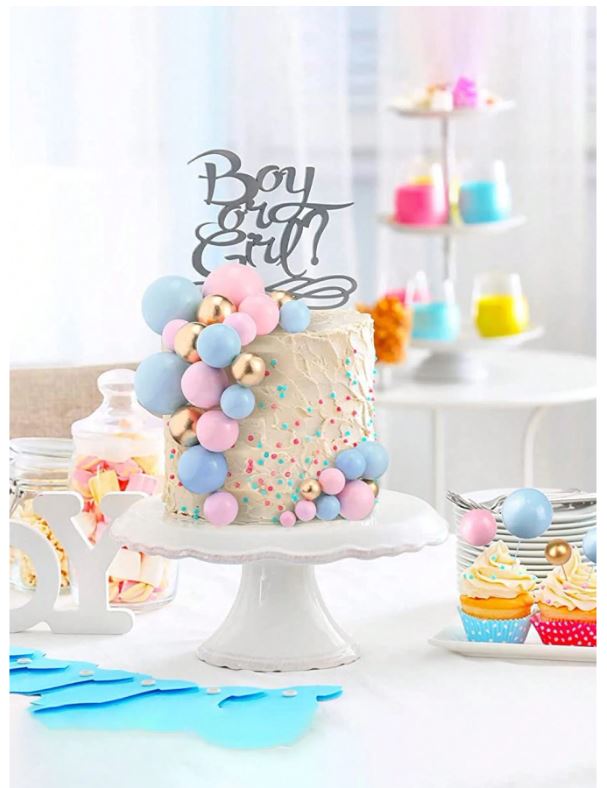 50pcs Mixed Size Pink, Blue and Gold Foam Balls Cake Topper
