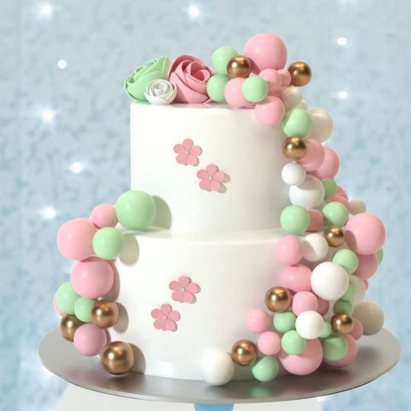 32 Pcs Mix Colors- Sticks Foam Balls Cake Topper
