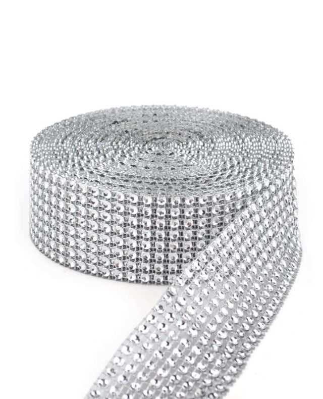 Silver Rhinestone Ribbon Strip