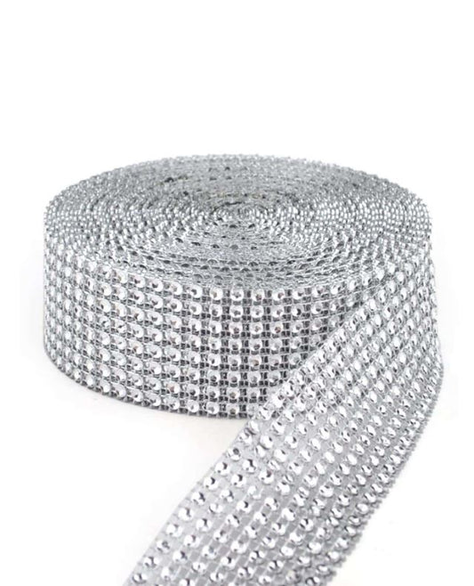 Silver Rhinestone Ribbon Strip