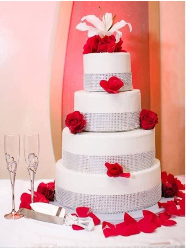 Silver Rhinestone Ribbon Strip