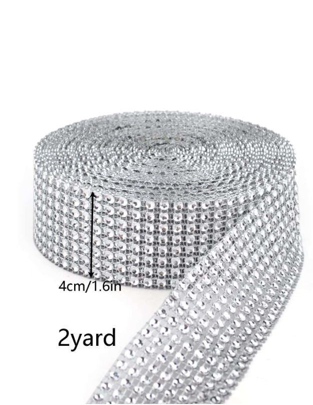 Silver Rhinestone Ribbon Strip