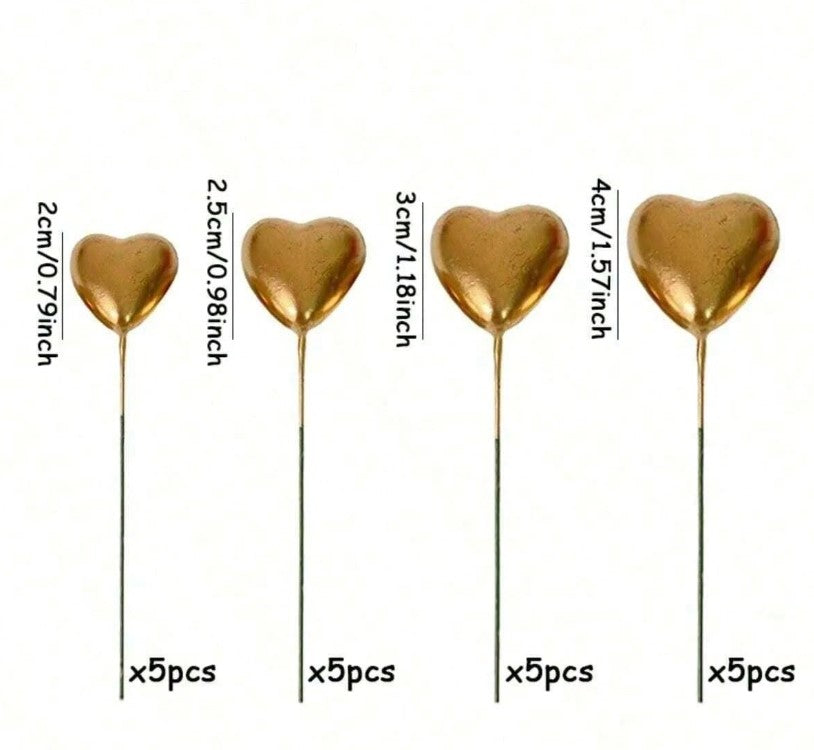 20Pcs Gold Heart Foam Cake Topper
