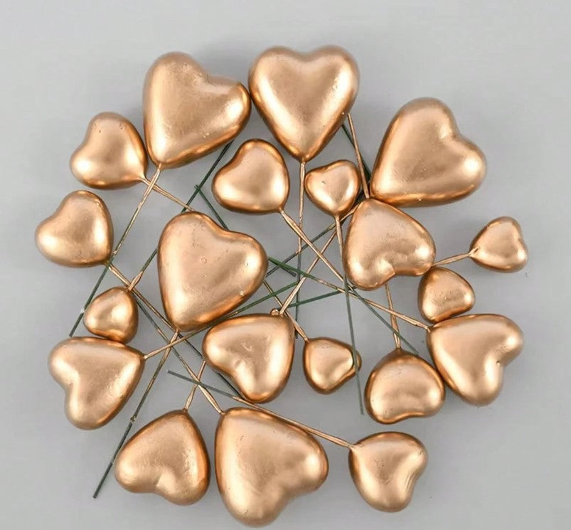 20Pcs Gold Heart Foam Cake Topper