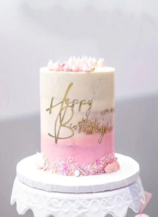 Golden Happy Birthday Cake Topper