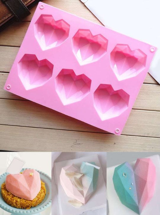 6 Cavity Heart Shaped Silicone Cake Mousse Mold