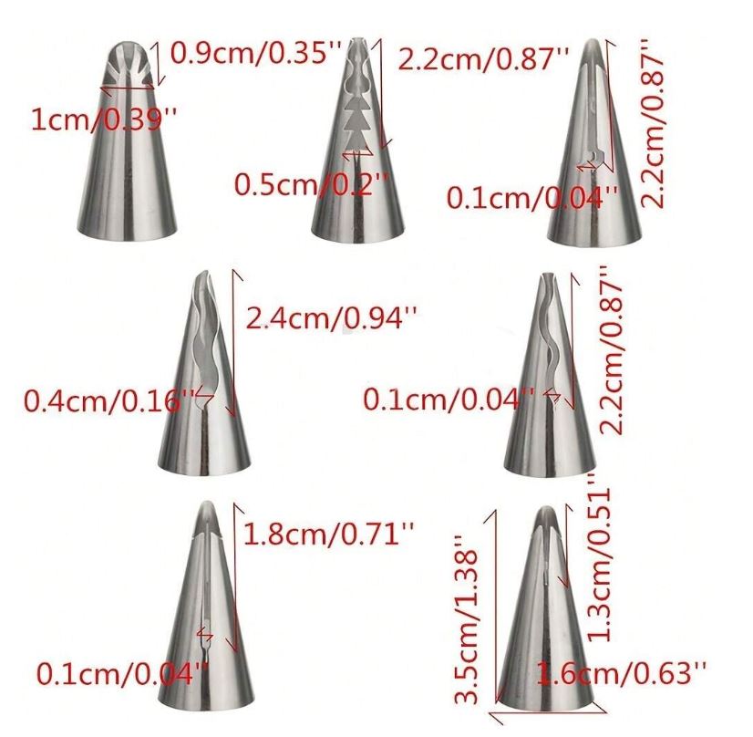 7pcs Korean Stainless Steel Piping Tips