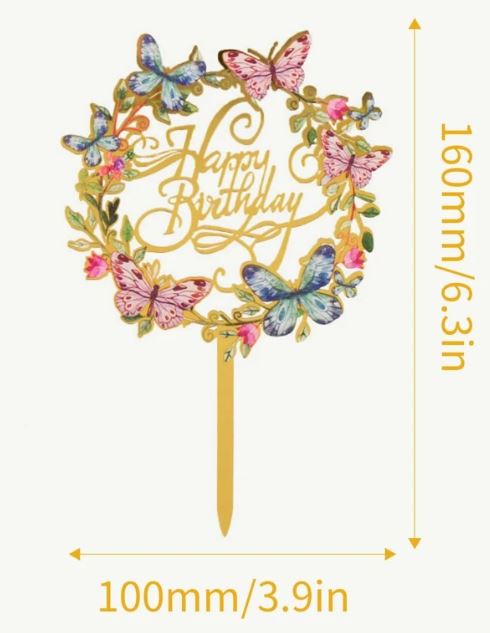 Butterfly Pattern Birthday Cake Topper