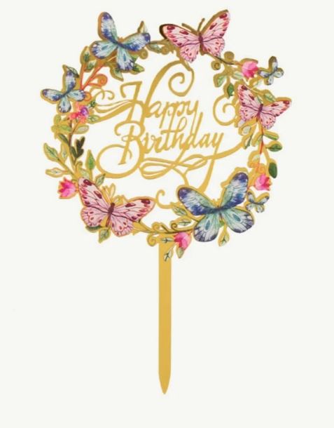 Butterfly Pattern Birthday Cake Topper