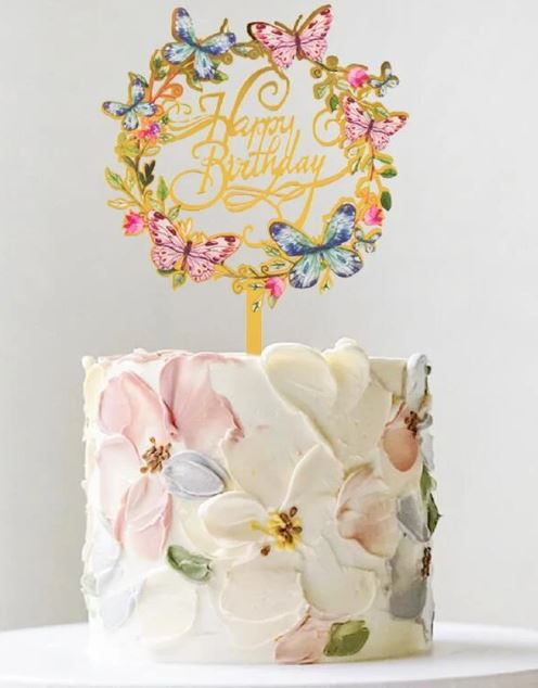 Butterfly Pattern Birthday Cake Topper