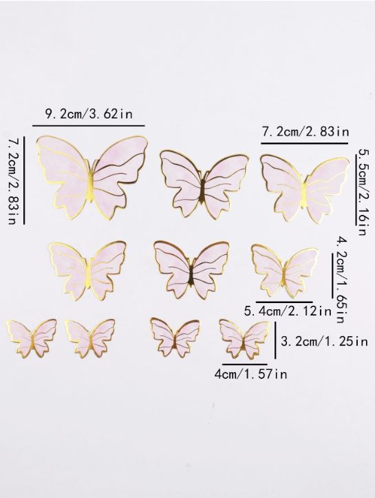 10pcs Butterfly Design Cake Topper