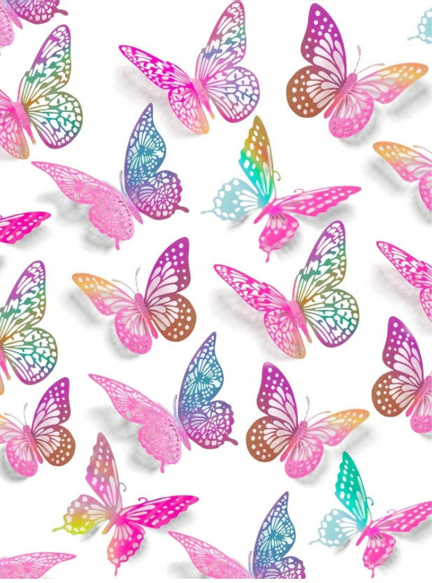 12pcs/set 3D Rainbow Butterfly Cake Topper Set