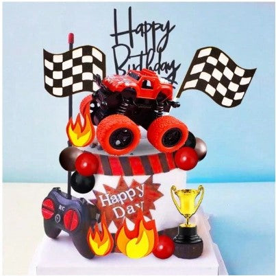 Red Monster Truck Birthday Cake Topper
