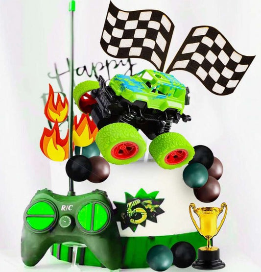 Green Monster Truck Birthday Cake Topper