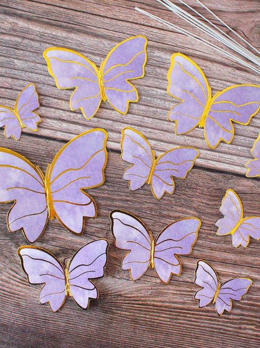 10pcs Lavender Butterfly Cake Toppers