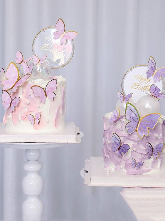 10pcs Lavender Butterfly Cake Toppers