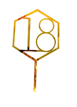 Geometric Gold Happy Birthday Cake Topper