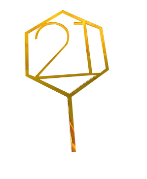Geometric Gold Happy Birthday Cake Topper