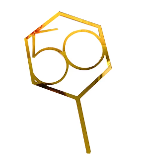 Geometric Gold Happy Birthday Cake Topper