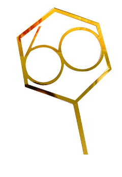 Geometric Gold Happy Birthday Cake Topper