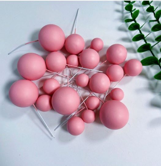 20Pcs Matte Light Pink Foam Ball - Cake Topper