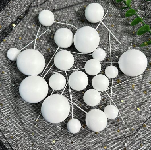 20Pcs Matte White Foam Ball - Cake Topper