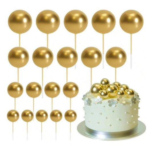20 Pcs Gold Foam Ball Cake Topper