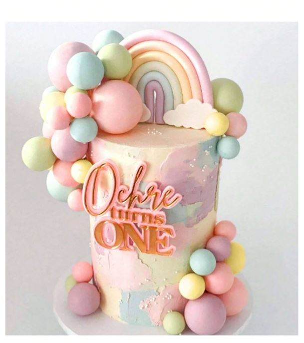 32PCS Macaron Color Ball Cake Topper