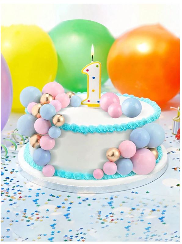 50pcs Mixed Size Pink, Blue and Gold Foam Balls Cake Topper