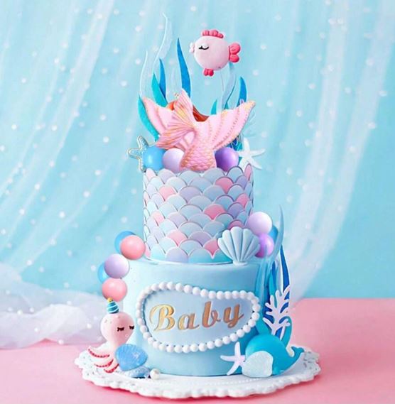 26 Pieces Pink Mermaid Cake Topper