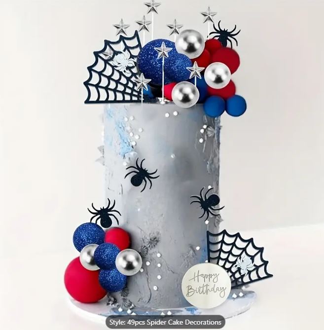 49pcs Spider Cake Topper