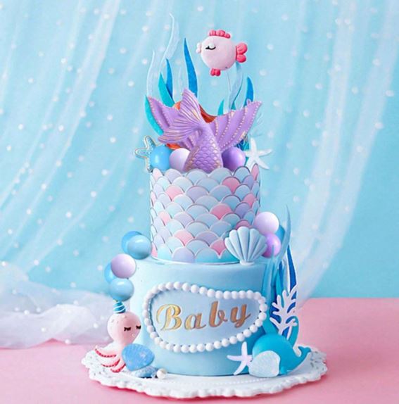 26 Pieces Purple Mermaid Cake Topper