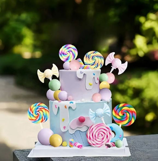 27pcs Colorful Candy Cake Topper Set