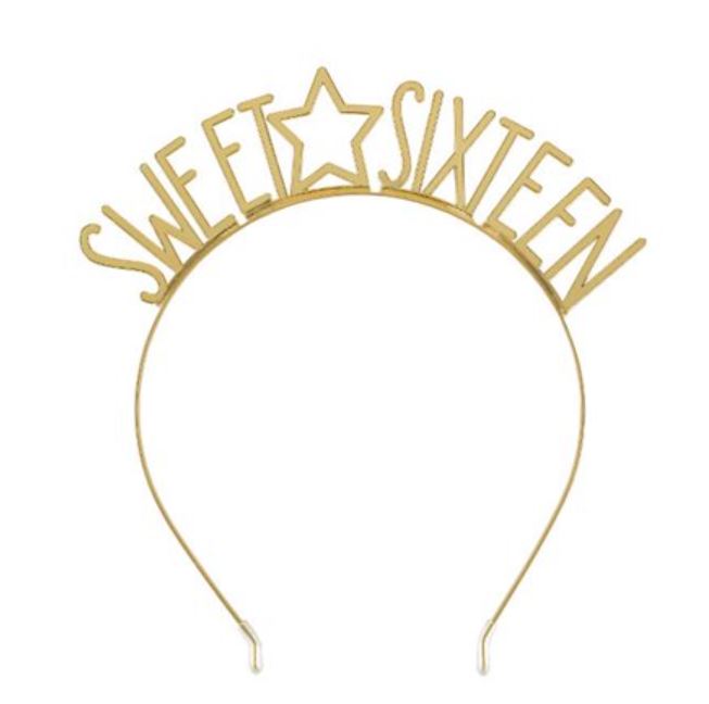 Gold Sweet Sixteen metal headband