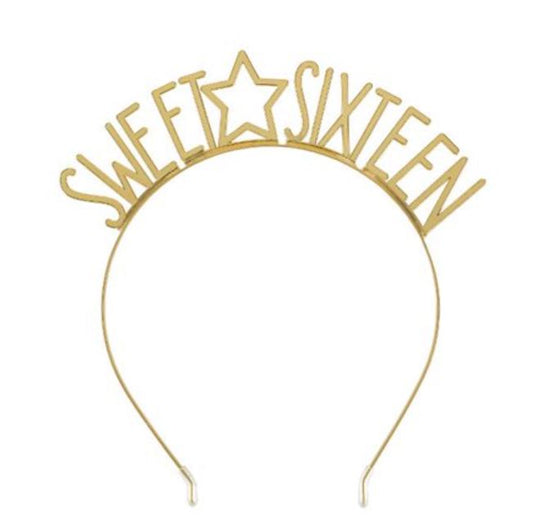 Gold Sweet Sixteen metal headband