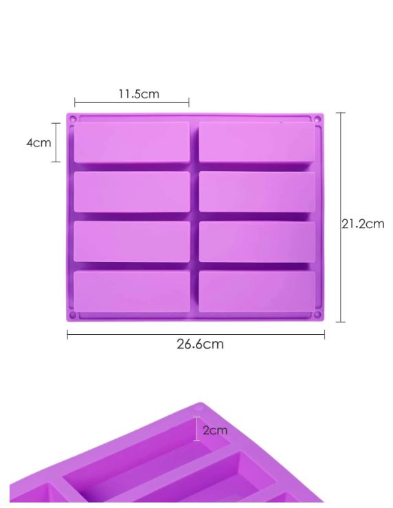8-cavity Wide Rectangular Shaped Silicone Mold
