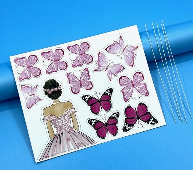 Butterfly Girl Silhouette Birthday Cake Topper