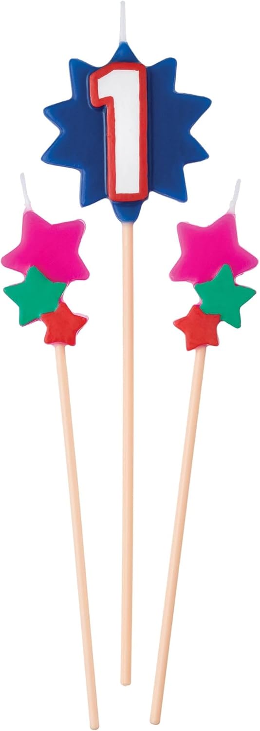 Birthday Star Numbers Candle Pick Set, 3pc