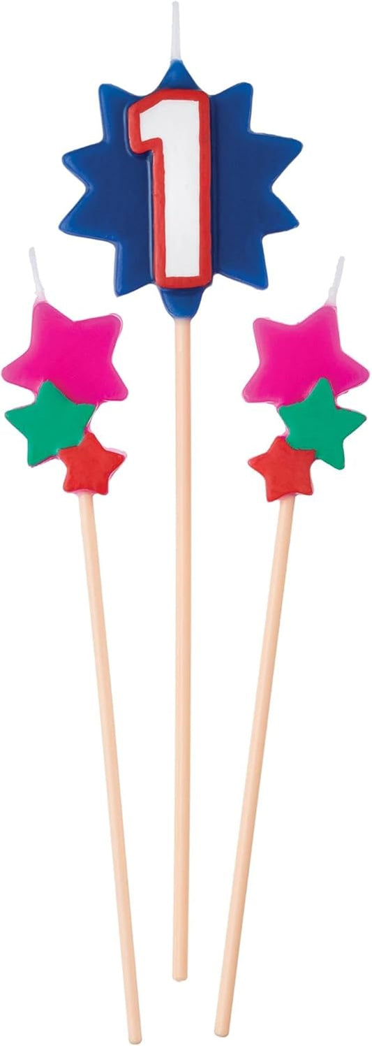 Birthday Star Numbers Candle Pick Set, 3pc