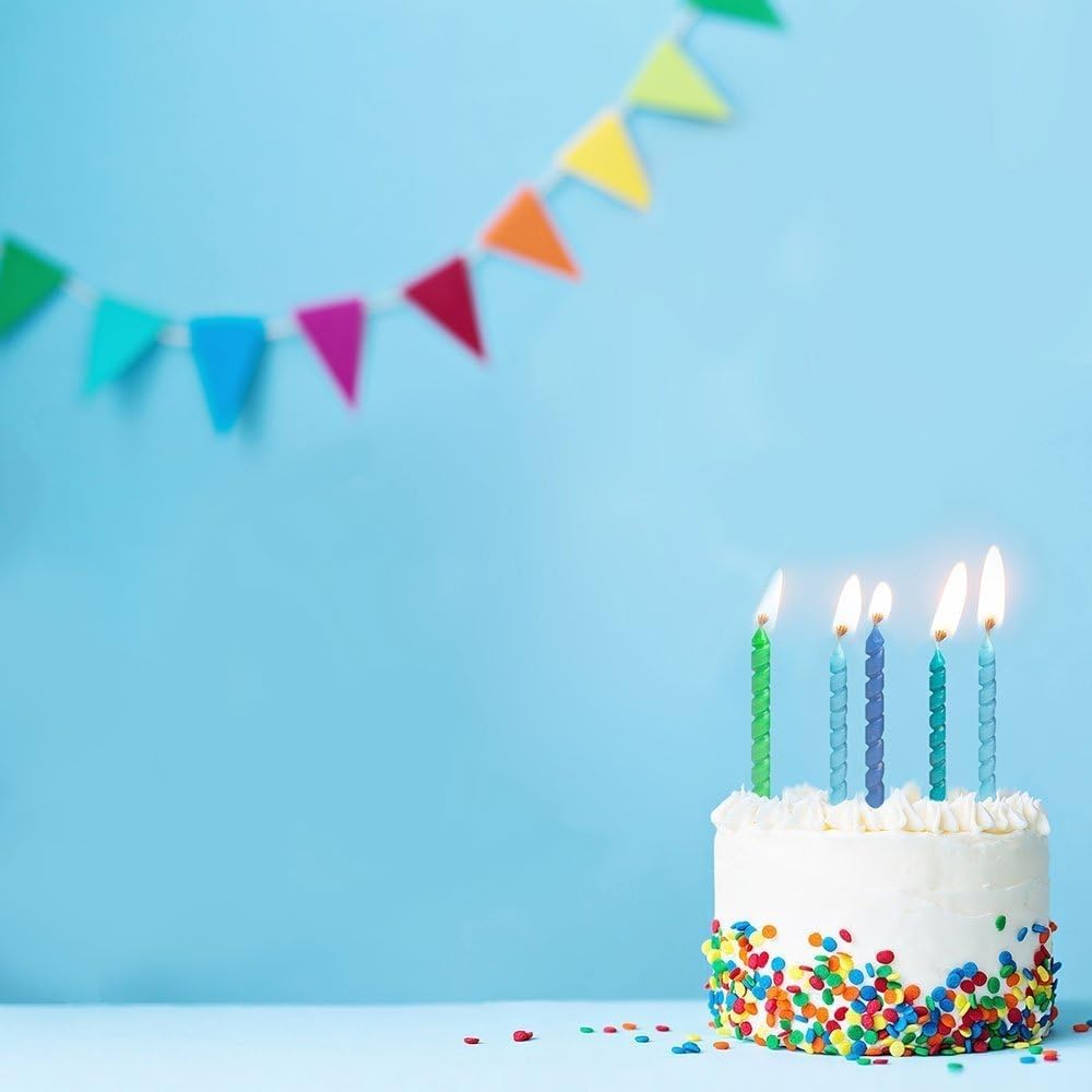 Blue & Green Spiral Birthday Candles