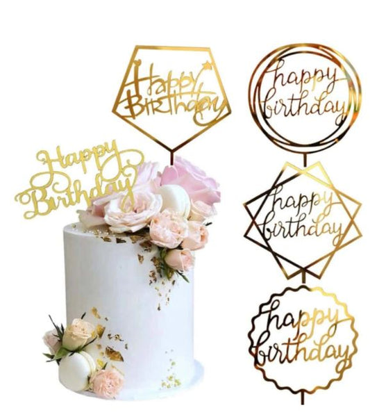 Metallic Birthday Party Cake Topper