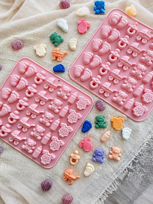 7 Patterns Apparel, Bear, Bottle, Footprint Silicone Mold