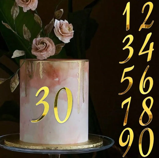 1 Set Gold 0-9 Cake Topper