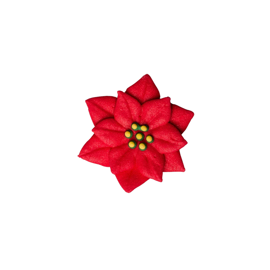 1.5" Royal Icing Poinsettia - Red