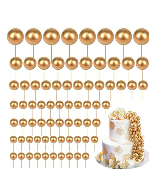 50pcs Gold Foam Balls Cake Topper