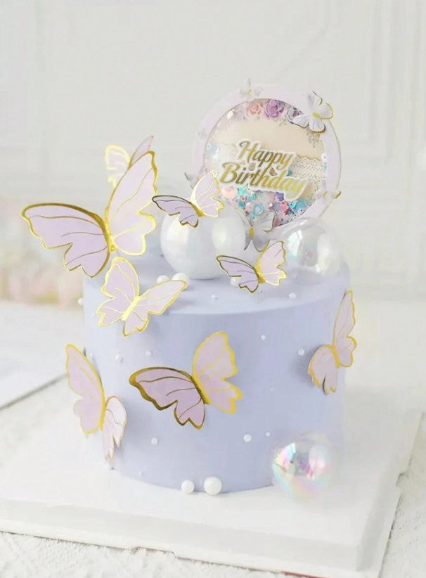 Glitter Butterfly Round Shaped Cake Topper