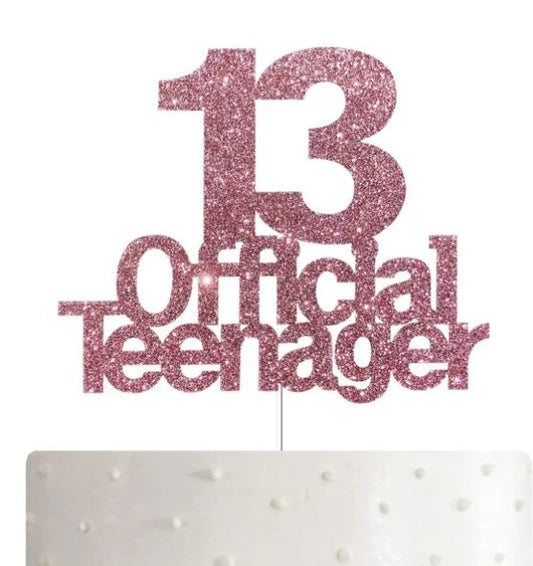 Rose Gold 13 Official Teenager Cake Topper