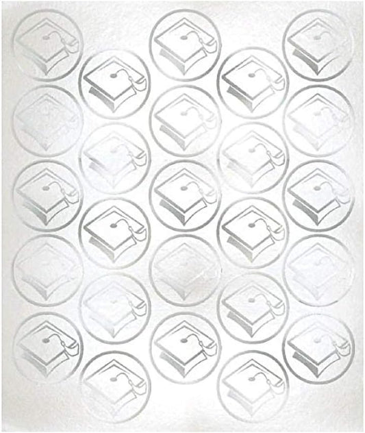 Grad Metallic Silver Graduation Sticker Seals